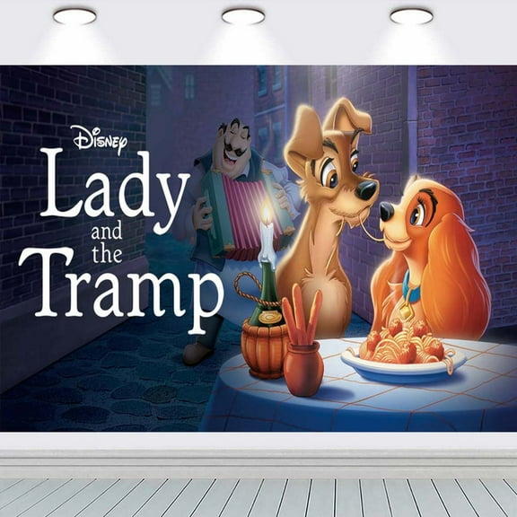 Lady and the Tramp Backdrop Banner Party Supplies Poster Movie Theme Background for Photography Birthday Decorations