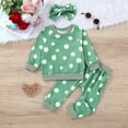 thumbnail image 2 of Durtebeua 3Pcs Baby Girl Outfits Sweatshirt + Pants + Headband Infant Fall Winter Clothes Z38-Green,3-4 Years, 2 of 7