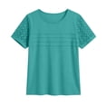 thumbnail image 4 of ClodeEU Women's Crew Neck Short Sleeve T-Shirt,Casual Solid Color Top with Textured Mesh Sleeves Mint Green,Women's Plus L, 4 of 5