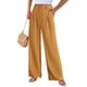 thumbnail image 3 of Pantalones PRETTYGARDEN Palazzo Mujer Marrón Amarillo Tiro Medio Alto Pierna Ancha, 3 of 9