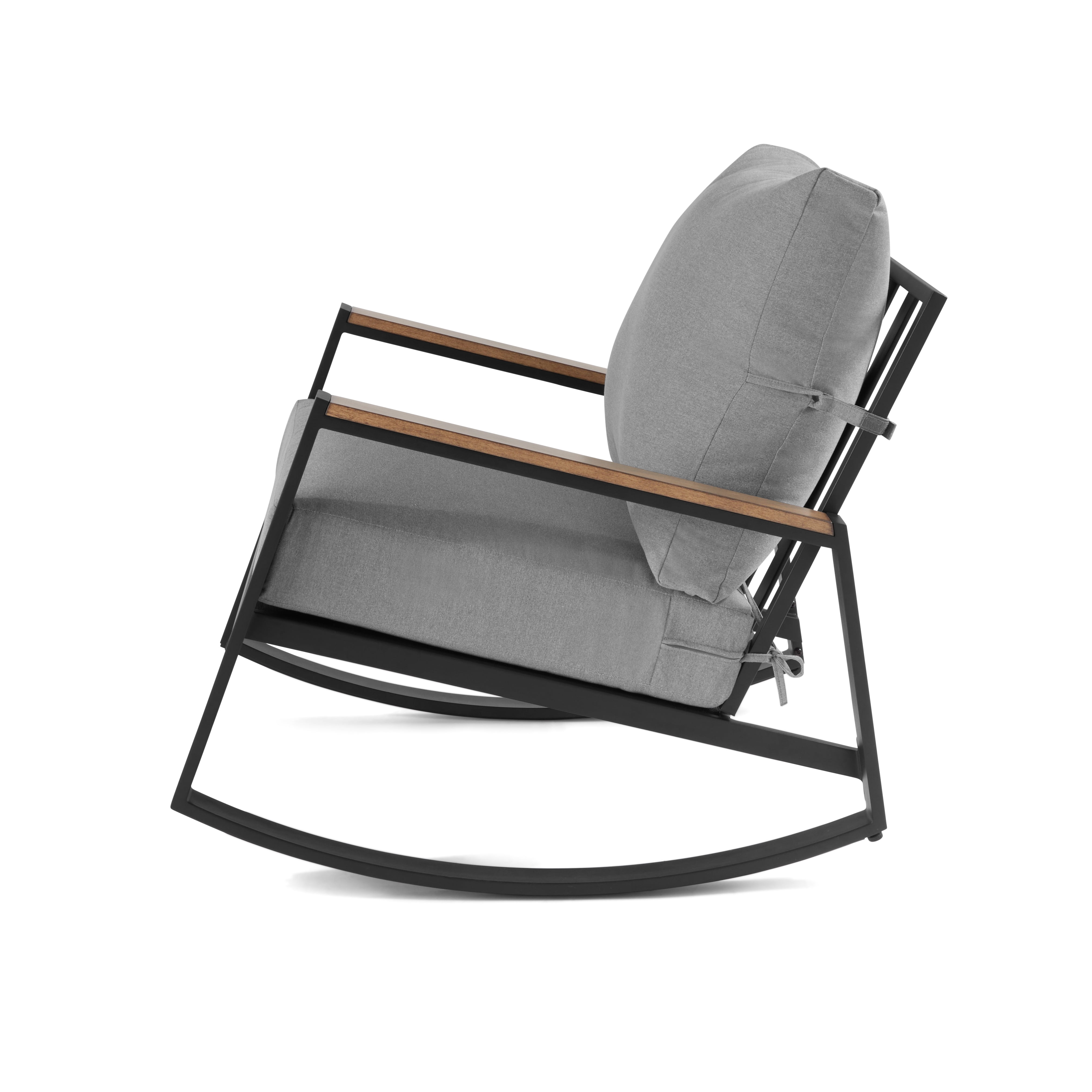 Better Homes & Gardens Marlow Outdoor 2pk Patio Rocking Chairs, Black Frame/Gray Cushion