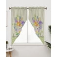 thumbnail image 3 of Swag Curtains, Spring Summer Flower Floral Chrysanthemum Plant Green Cyan Rod Pocket Kitchen Curtains Valances Tier Curtains Swag Valance Curtains for Bedroom Living Room 36" x 45", 2 Panels, 3 of 6