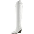 thumbnail image 2 of Women's Rhinestone Over The Knee Cowboy Boots Pointed Toe Western Style Chunky Block Heel Tall Boots, 2 of 6