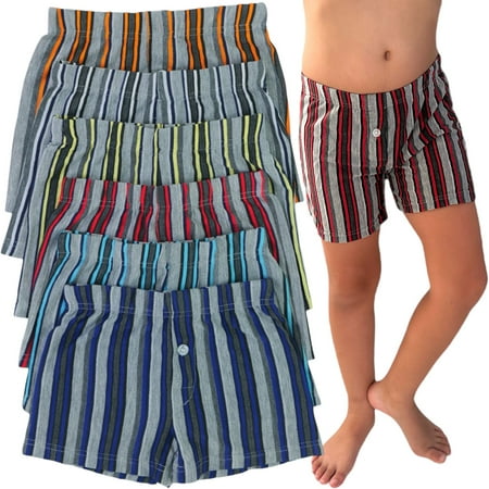 ToBeInStyle Boy s Pack of 6 Cotton Striped Boxer Shorts - Small