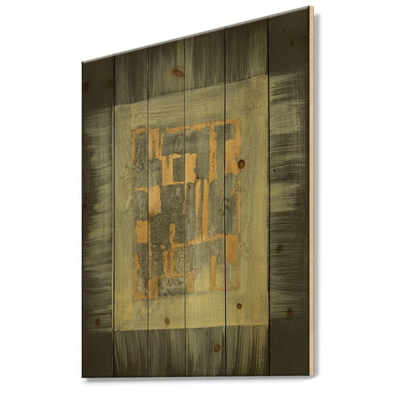 Designart 'Abstract Gold Geometric Tapestry II' Modern & Transitional Print on Natural Pine Wood