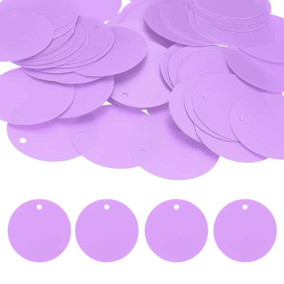 Uxcell 200Pcs Round Plastic Tags (5cm/1.9", Purple) - Blank Merchandise Clothing Labels Waterproof & Durable Identification Price Tags for Supermarkets Warehouse Office