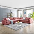 thumbnail image 2 of Sectional Sofa Set, Velvet, Pink, Modern Contemporary Urban Design, Living Lounge Room Hotel Lobby Hospitality, 2 of 10