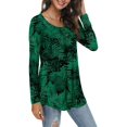 thumbnail image 2 of Tunique Décontractée à Manches Longues pour Femmes Coupe Ample T-Shirt Plissé d'Automne Blouses, 2 of 4