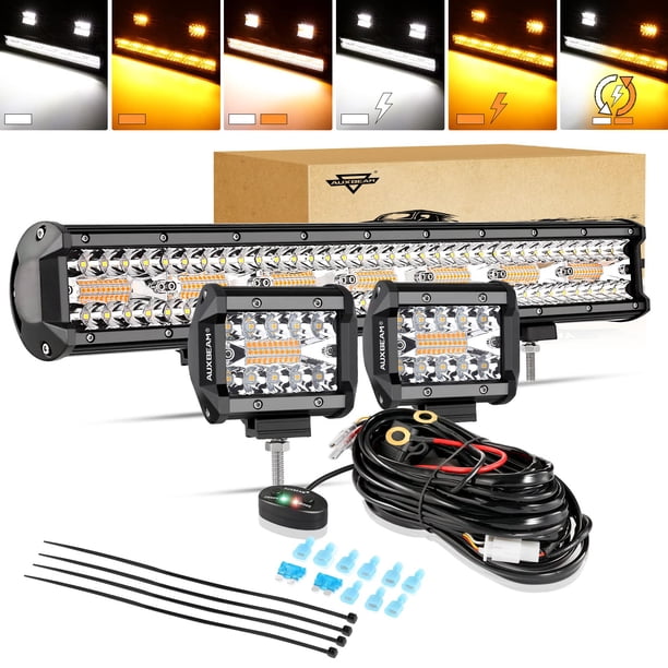 Barra de Luz LED Auxbeam 20 cm 420W con 2 Luces de Trabajo 4 cm 60W