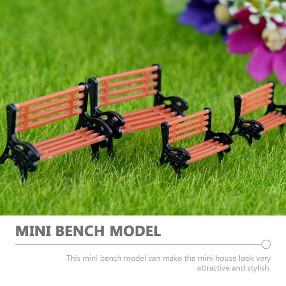 HEMOTON  2 Pcs Mini Doll House Bench Decor Park Seats Home Funny Accessory