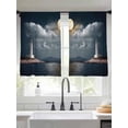 thumbnail image 2 of Summer Ocean Sheer Curtains 45 Inch Long 2 Panels, White Lighthouse Bright Moon Coastal Landscape Light Filtering Rod Pocket Curtains, Sheer Voile Drapes for Living Room Bedroom, 52"x45", 2 of 8