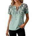 thumbnail image 5 of Craaazy Womens Casual Short Sleeve Blouses with Half Zipper Placket and Solid & Graphic Prints for Summer Daily Wear Gift, 5 of 6