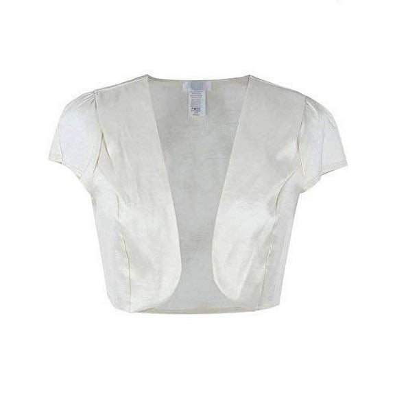 Fashion Secrets Juniors Satin Bolero Cardigan Shrug (Ivory, X-Large)