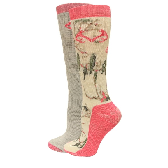 Realtree Women's Merino Wool Blend Boot Socks, 2 Pairs