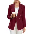 thumbnail image 4 of Qiggri Women's Blazer Lapel Collar Double Breasted Outerwear Long Sleeve Pockets for Spring Fall Office Casual Business Travel L, 4 of 9
