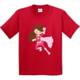 thumbnail image 3 of Inktastic Superhero Girl, Cute Girl, Brown Hair, Pink Cape Youth T-Shirt, 3 of 5