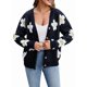 thumbnail image 2 of Cárdigan con Estampado Floral para Mujer, Larga, Abertura Frontal, Botones, Cuello en V, Tejido de Punto. Negro XL, 2 of 10