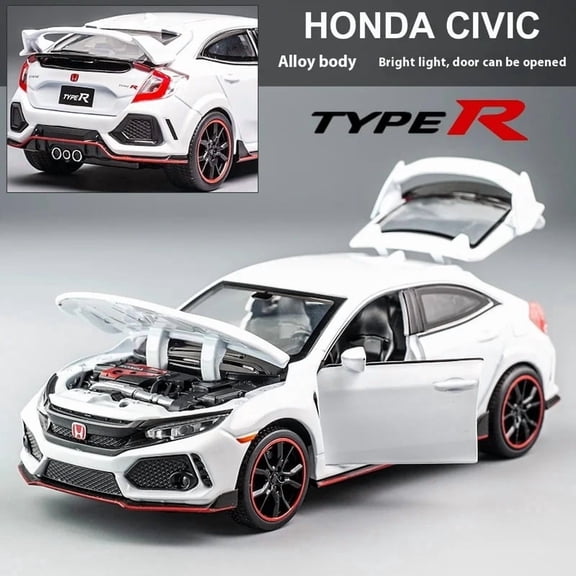 1:32 Honda Civic Type-R Alloy Sports Car Diecast Metal Model Car Central Control Ornaments Miniature Car Model Kids Toys Present