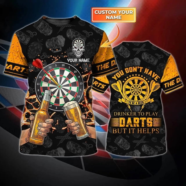 Camiseta personalizada con estampado 3D de cerveza y dardos para hombre, camiseta Harajuku, regalos de dardos de amor, camiseta informal Unisex de manga corta DW79Adult size 7XL Gao Jinjia LED