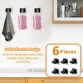 thumbnail image 3 of 6 Pcs No Drill Curtain Rod Brackets, Black Self-Adhesive Nail Free Wall Mount Curtain Rod Holder Hooks for Bathroom, Kitchen, Home, Hotel Use, 3 of 5