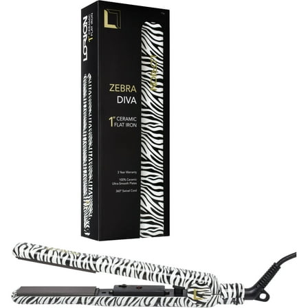 Lorion Zebra Diva Ceramic Flat Iron, 1"