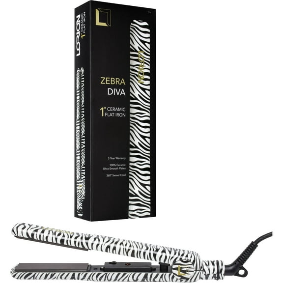 Lorion Zebra Diva Ceramic Flat Iron, 1"