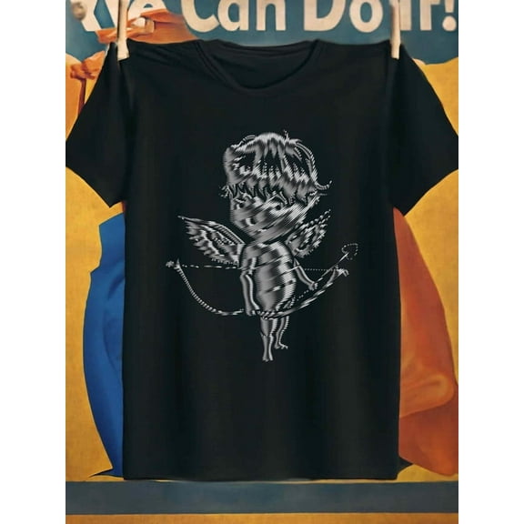 Devil Cupid Tee Christmas t shirts funny t shirts men's 180G 100% Cotton black Summer wear Vintage-inspired, comfortable fit, printed T-shirts, streetwear-inspired couples' outfits beach Christmas c