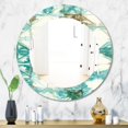 thumbnail image 2 of DESIGN ART Designart 'Turquoise Watercolor Geometrical IV' Printed Mid-Century Oval or Round Wall Mirror - Blue 20in.x30in., 2 of 5