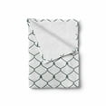thumbnail image 2 of Antique Soft Flannel Fleece Throw Blanket, Curvy Wavy Lines and Oval Shapes with Delicate Knots Simplistic Design, Cozy Plush for Indoor and Outdoor Use, 50" x 70", Slate Blue and White, by Ambesonne, 2 of 6