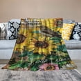 thumbnail image 2 of Qinduosi Sunflower Blanket Faith Sunflower Hummingbird Decor Throw Blanket Blanket Gifts for Girls Boys Winter Bedding Super Warm Soft Plush Fleece Flannel Blanket for Kid Adult Women, 2 of 6
