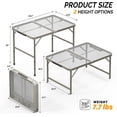 thumbnail image 3 of QRKD Folding Camping Table, Portable Picnic Table, 3x2 FT Lightweight Grill Table with Adjustable Height, Carry Handle, Metal Folding Table for Picnic Camping Cooking BBQ RV (Gun), 3 of 8
