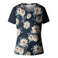 thumbnail image 4 of Camiseta informal para mujer con estampado floral y cuello en V, manga corta, jersey, blusa, tops Fridja  bn6054, 4 of 5