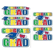 Beistle Congrats Grad Car Clings Decorations 19" x 11" sheet 5pc Graduation Window Clings