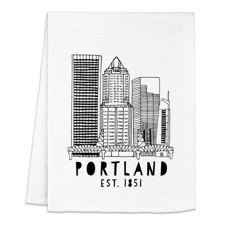 

Original Dish Towel Downtown Portland Oregon Flour Sack Kitchen Towel Sweet Housewarming Gift Farmhouse Kitchen Decor White or Gray (White) C49