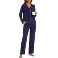 thumbnail image 2 of Conjunto de pijama LUBOT para mujer, viscosa y bambú, pijama, 2 piezas, azul marino, 2 of 6