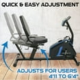 thumbnail image 3 of Exerpeutic Easy "Step Thru" Magnetic Recumbent Exercise Bike with Extended 310lbs Weight Cap, Easy Slide Adjustable Seat, Large LDC Monitor and Bluetooth Smart MyCloudFitness App [4121], 3 of 6