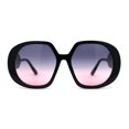 thumbnail image 2 of Womens Minimally Mod Simple Plastic Large Round Fashion Sunglasses Black Pink Smoke, 2 of 4