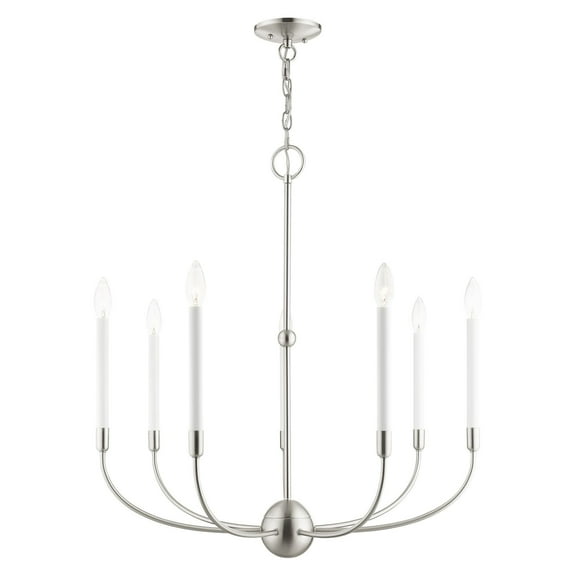 46067-91 Livex Lighting Clairmont - 7 Light Chandelier in Modern Style - 28 Inches wide by 30 Inches high-Brushed Nickel Finish -Traditional