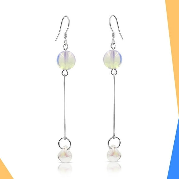 Moonstone Brilliant Water Glass Drop Sterling Silver Earrings by BESHEEK