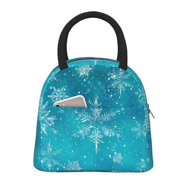 Balery Christmas Snow Bolsa de Almuerzo para Mujeres, Caja de Almuerzo, Bolsa de Almuerzo Pequeña Impermeable, Tote de Almuerzo Reutilizable con Gran Capacidad