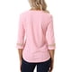 thumbnail image 3 of INSPIRAR CHIC Blusas de Mujer de Manga 3/4 Cuello en V con Contraste de Color y Encaje Rosa Claro M, 3 of 5