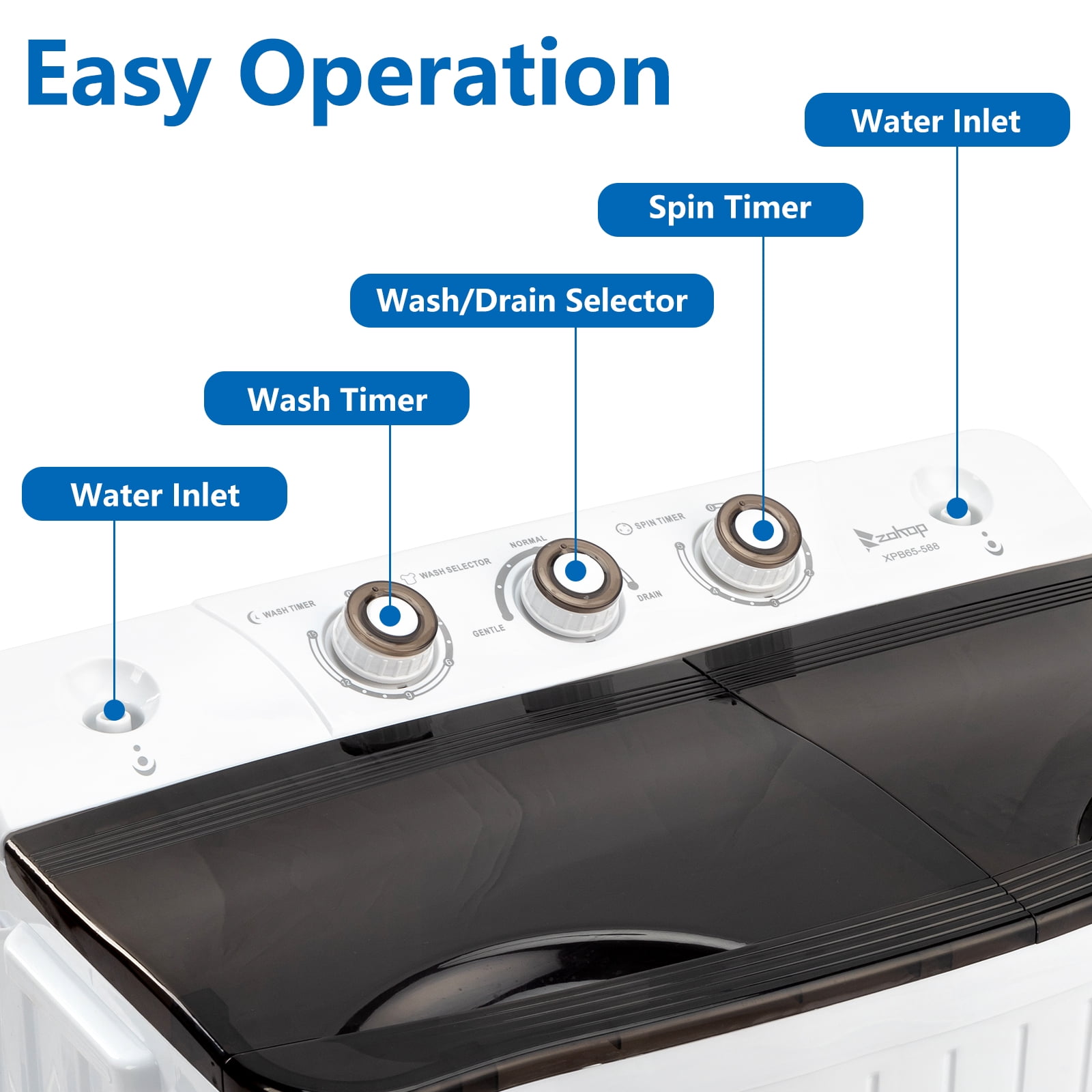 UbesGoo Compact Twin Tub Portable Mini Washing Machine 20lbs Total Washing Machine W/Drain Pump