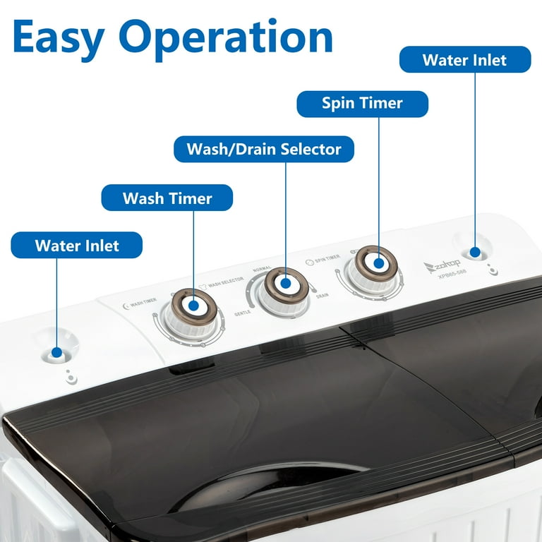 Ubesgoo Compact Twin Tub Portable Mini Washing Machine 20lbs