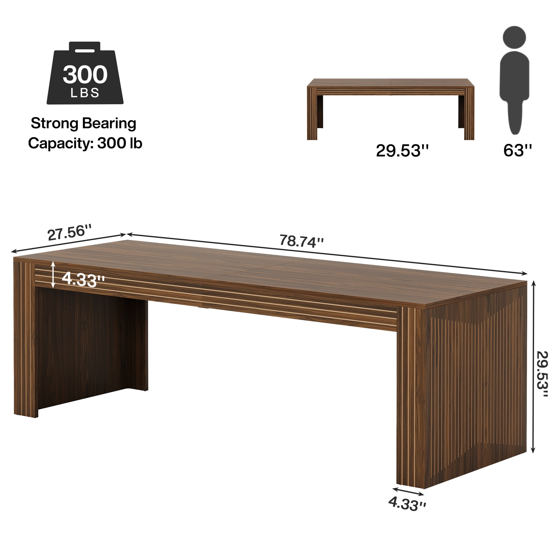 Tribesigns 79-inch Extra Long Desk, Two Person Desk for Home Office, Wooden Long Computer Double Desk, Writing Study Table for Office, Dark Brown
