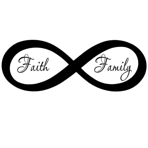 VWAQ Infinite Faith Family Wall Decor, Family Room Vinyl Wall Art Decal -18108 (14.5" H X 40" W)