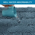 thumbnail image 3 of PrimeBeau Slip-Resistant Washable Striped Chenille Shaggy Bath Mat Runner, 47 inch by 17 inch, Stone Blue, 3 of 7
