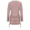 thumbnail image 6 of IROINNID Cocktail Dress for Women Wedding Guests Dresses for Women Solid Color Long Sleeve Lace Drawstring Dresses,Pink, 6 of 7