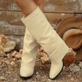 thumbnail image 2 of WAVSUF Women's Suede Mid Calf Boots Pointed Toe Plus Size Wide Width Fall Daily Casual Boots Beige Size 5.5, 2 of 9