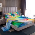 thumbnail image 1 of Watercolour Maple Sheet Set Golden Glitter Bed Sheets Set Colorful Artwork Stone Pattern Sheets Queen Size Modern Soft Microfiber Bedding Set With 2 Pillow Cases, 1 of 7