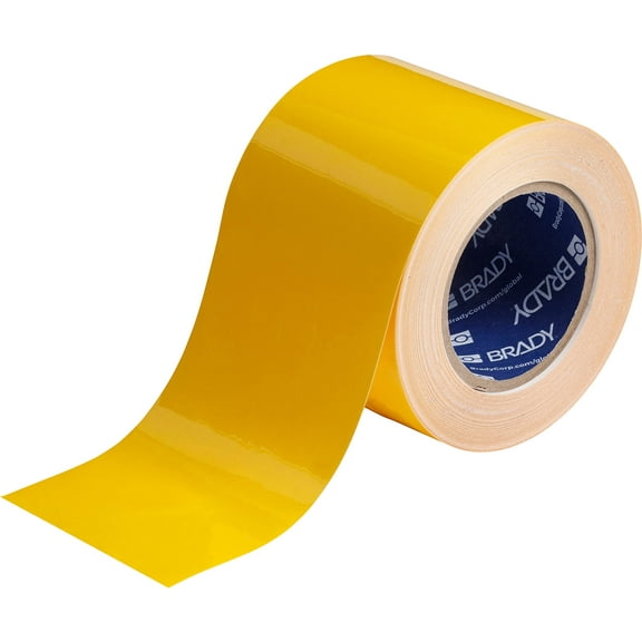 Brady ToughStripe Floor Marking Tape - Yellow, Non-Abrasive Floor Tape - 3" Width, 100' Length for Concrete, Harsh Conditions, Forklift, High Traffic Floors (104342) CA2